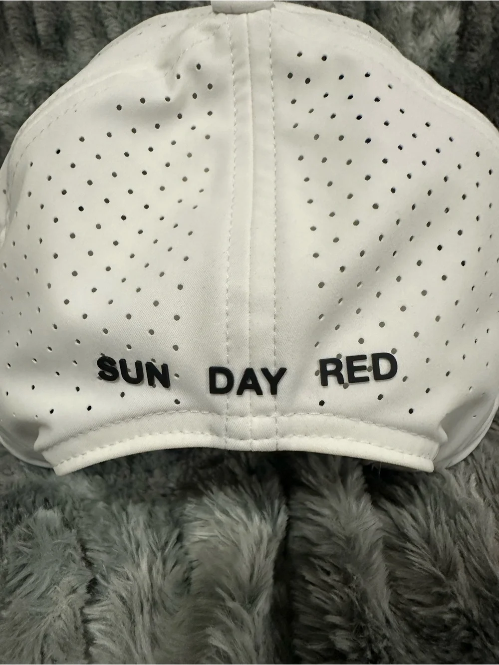 SUN DAY RED White Baseball Cap with Black Inner Band